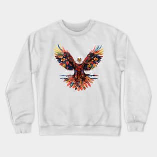 Abstract Floral Eagle Silhouette Crewneck Sweatshirt